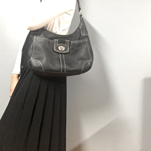 COACH Black Pebble Hamilton Leather Hobo Bag - Picture 1 of 11